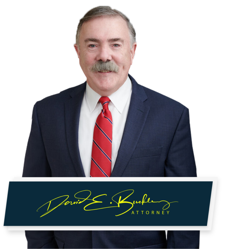 car accident lawyer milford and milford personal injury services law firm features portrait photo of attorney david e buckley with signature at the bottom